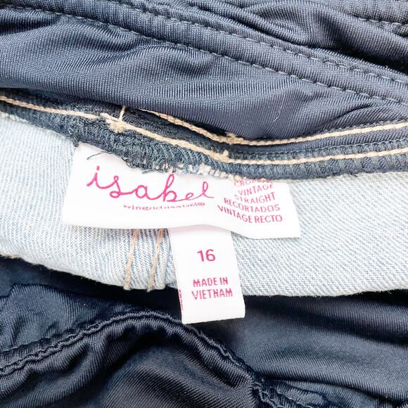 Ingrid & Isabel Over Belly Cropped Vintage High-Rise Straight Maternity Pants 16 - Picture 5 of 6